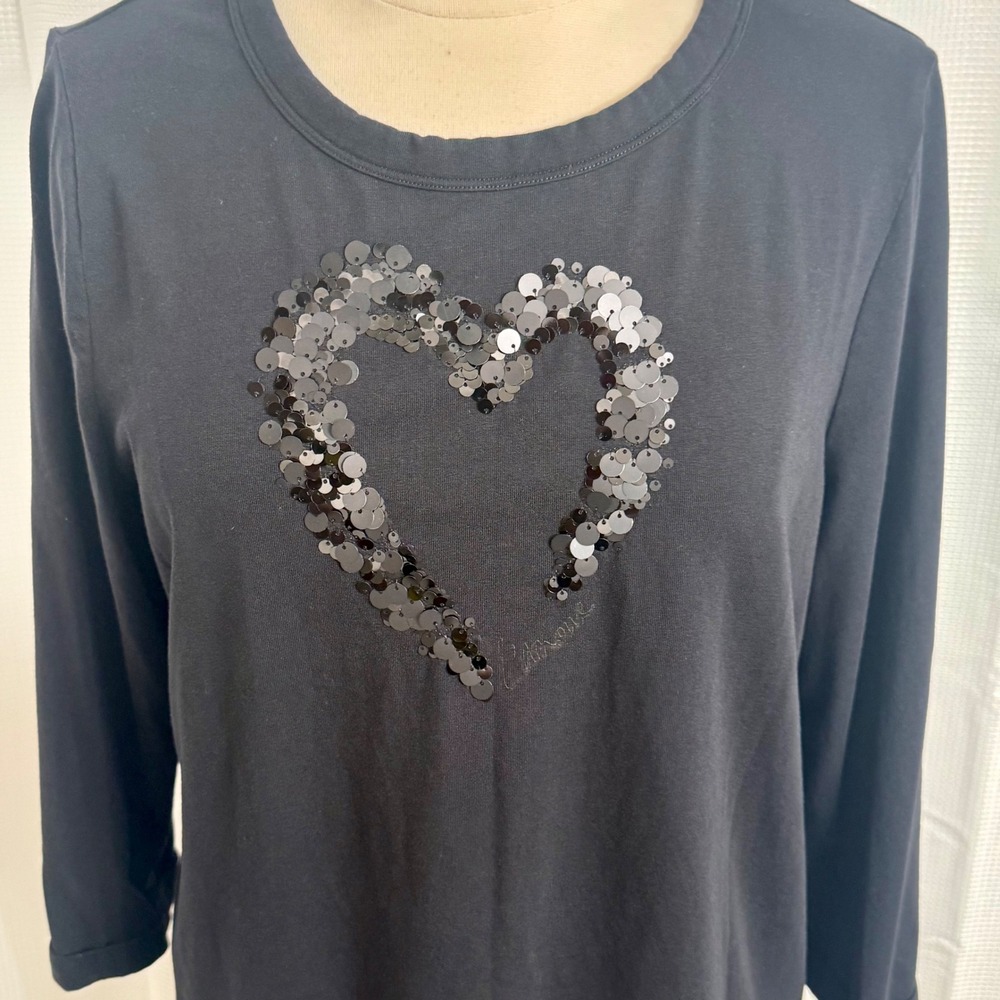 Chico's Women's 3/4 Cuffed Sleeves, Embellished Touch of Cool Knit Top - Picture 3 of 7